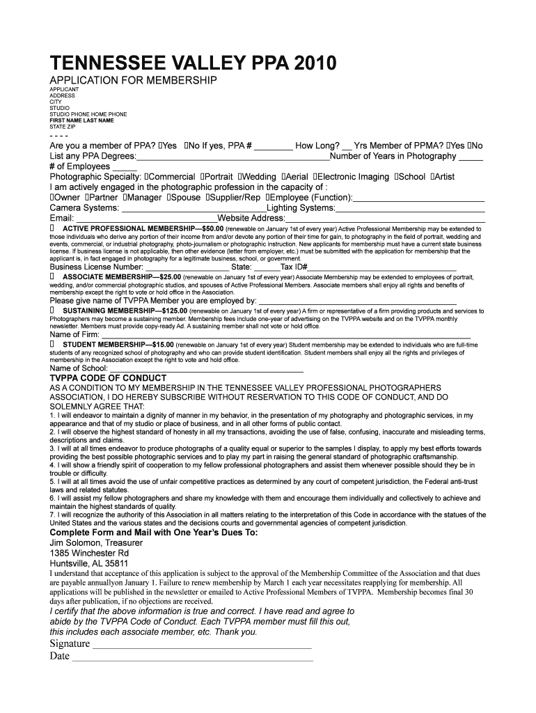 TENNESSEE VALLEY PPA Tennessee Valley Professional  Form