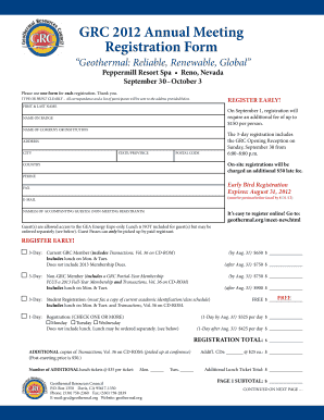 GRC Annual Meeting Registration Form CONTINUED PRWeb