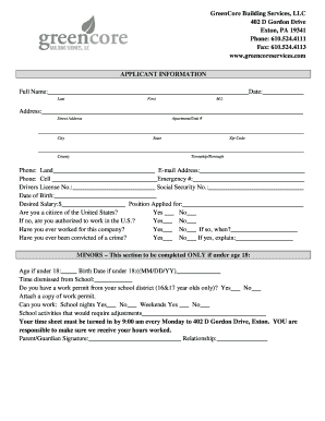 Greencore Application  Form