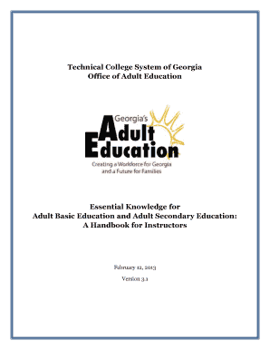 Technical College System of Georgia Office of Adult Education  Form
