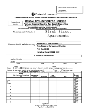 Rental Application Form