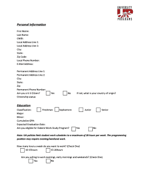 University Programs Application Ferguson Center the University  Form