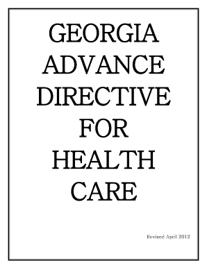 Georgia Advance Directive for Health Care Division of Aging Services  Form