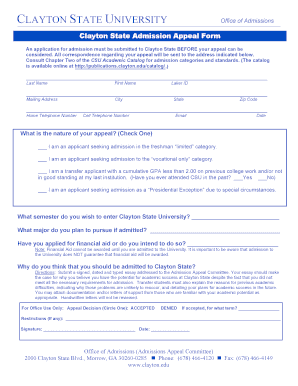 Clayton State University Appeal Form