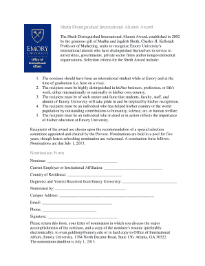 Nomination Form International Affairs Emory University