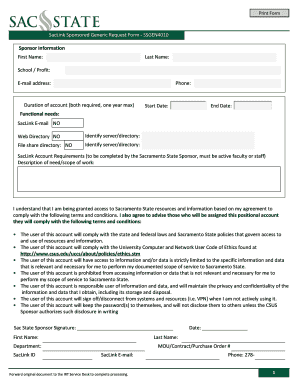 SacLink Sponsored Generic Request Form SSGEN4010
