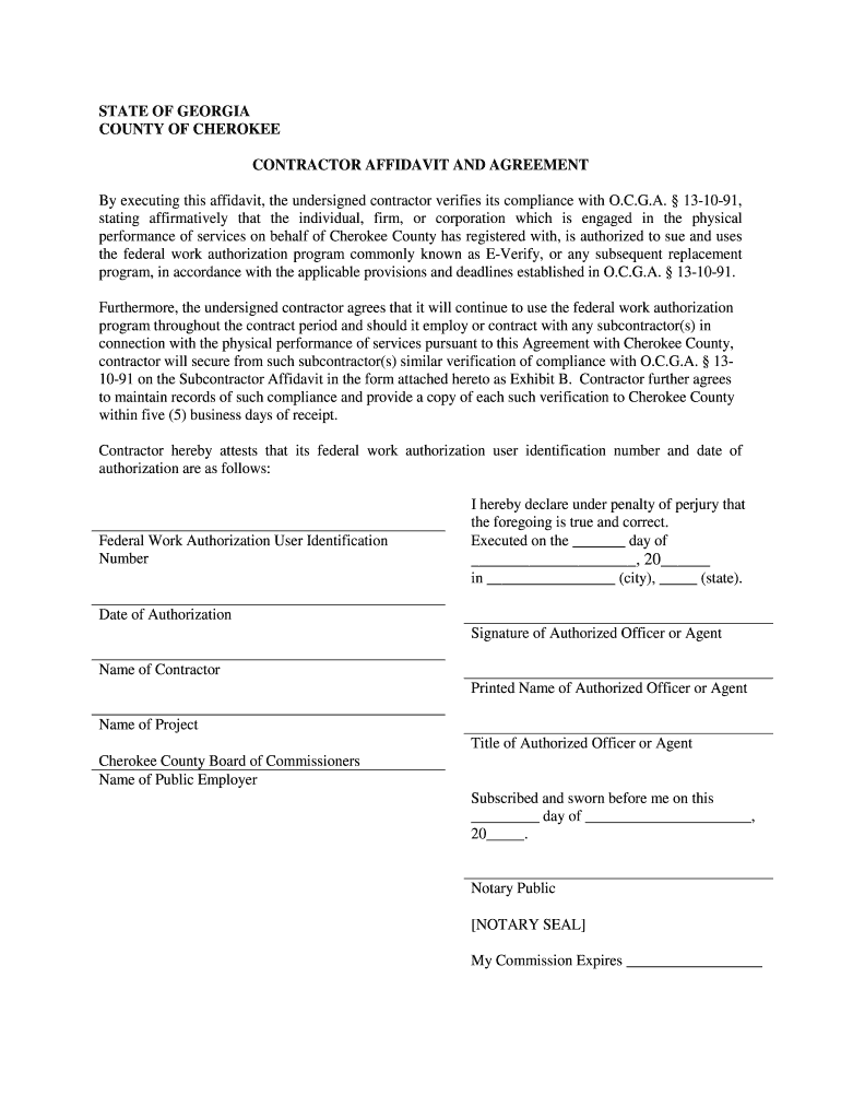 E Verify Affidavit  Form