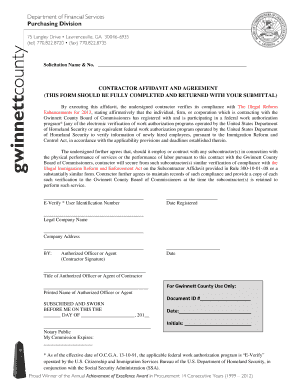 Solicitation Name and No CONTRACTOR AFFIDAVIT and  Form