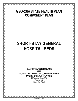 SHORT STAY GENERAL HOSPITAL BEDS Georgia Department of Dch Georgia  Form