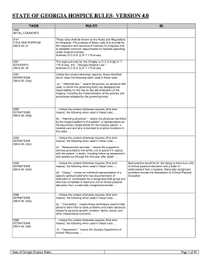 STATE of GEORGIA HOSPICE RULES VERSION 4  Form