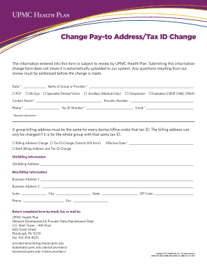 Change Pay to AddressTax ID Change Provider Information