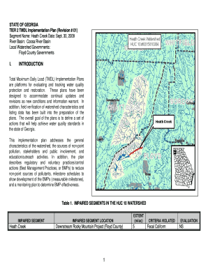 TMDL Plan Heath Creek Northwest Georgia Regional Commission Nwgrc  Form