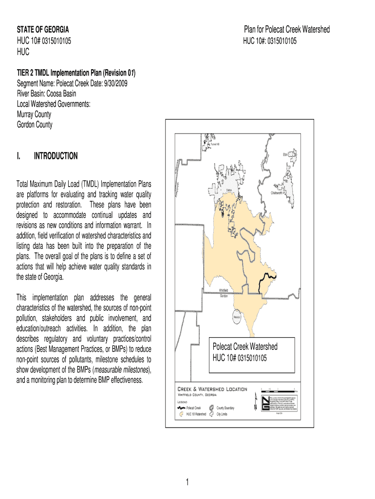 TMDL Plan Polecat Creek Northwest Georgia Regional Nwgrc  Form