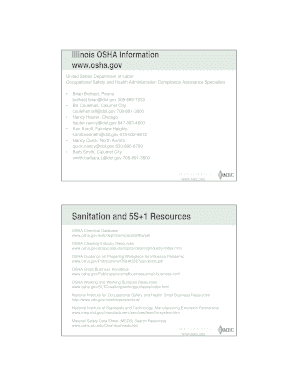 Sanitation and 5S 1 Resources Occupational Safety and Health Osha  Form