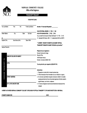 Norwalk Community College Transcript Request  Form