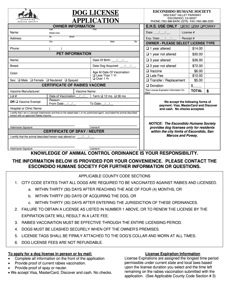 Animal Control Forms