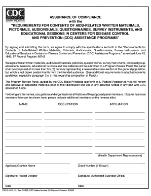 Assurance of Compliance Form Cdc 0 1113
