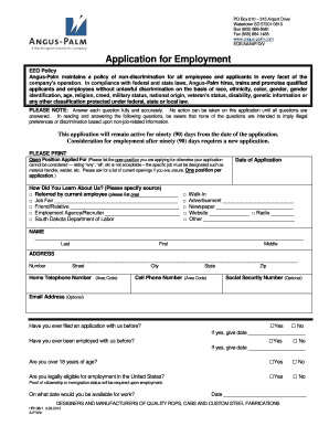 Angus Palm Employment Form