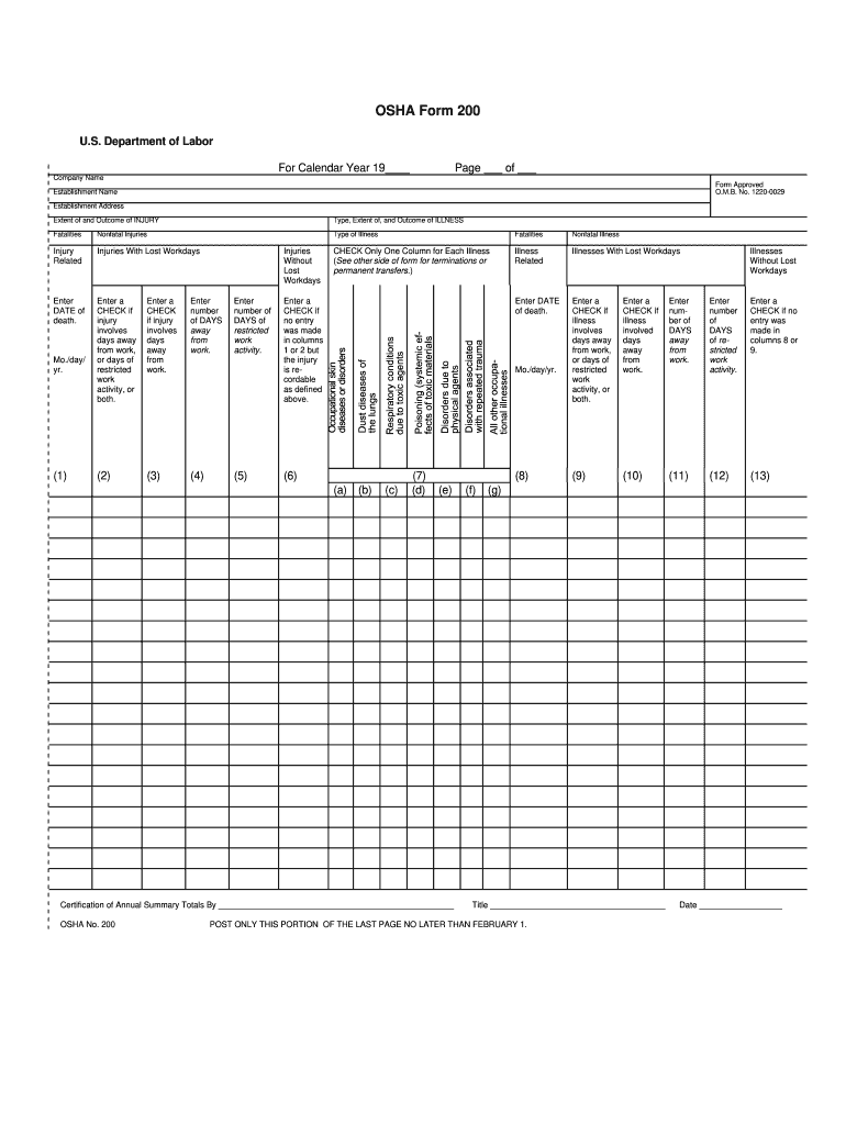 Osha Form 200