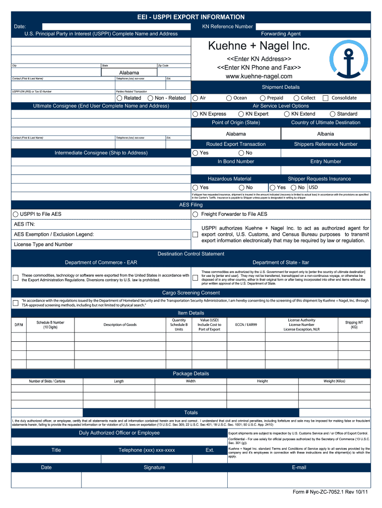 How Fill Out Kuehne Nagel Eei  Form
