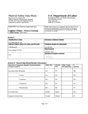 MSDS Sheet PDF Shurlite by G C Fuller Mfg Co , Inc  Form