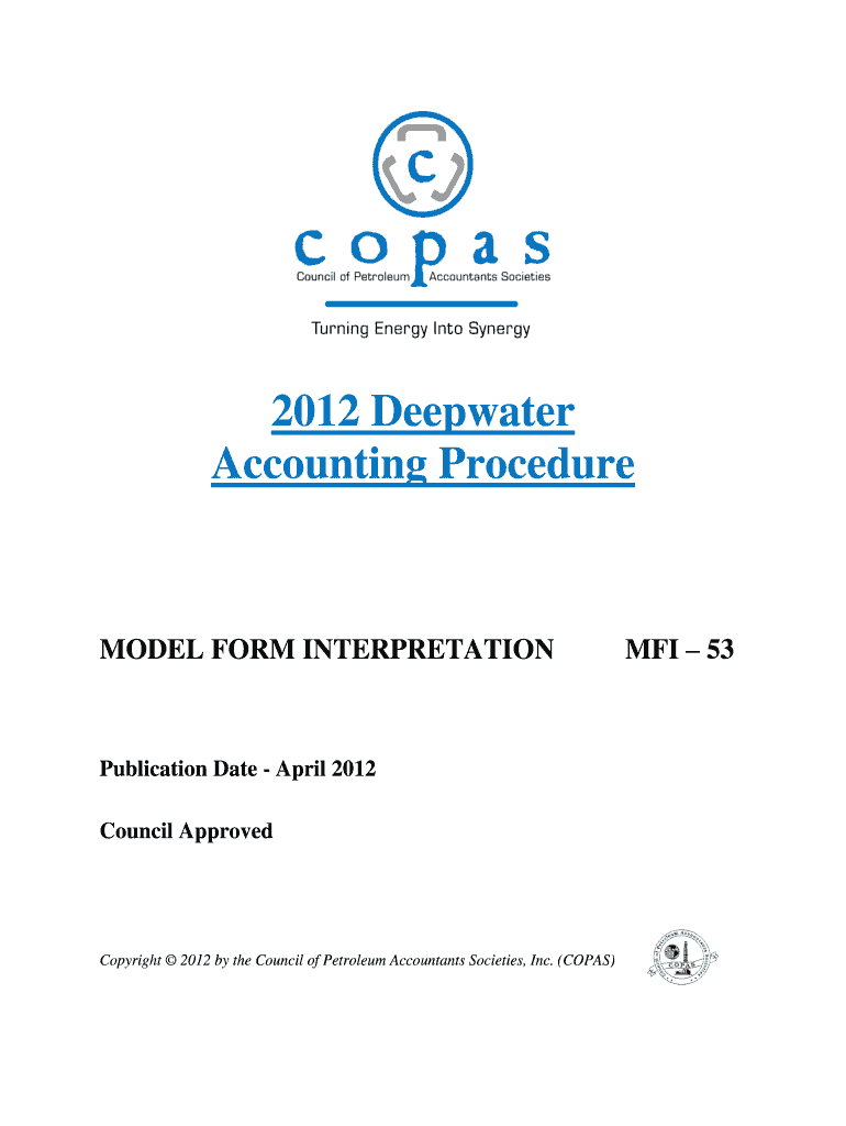 Deepwater Accounting Procedure MODEL FORM COPAS Copas