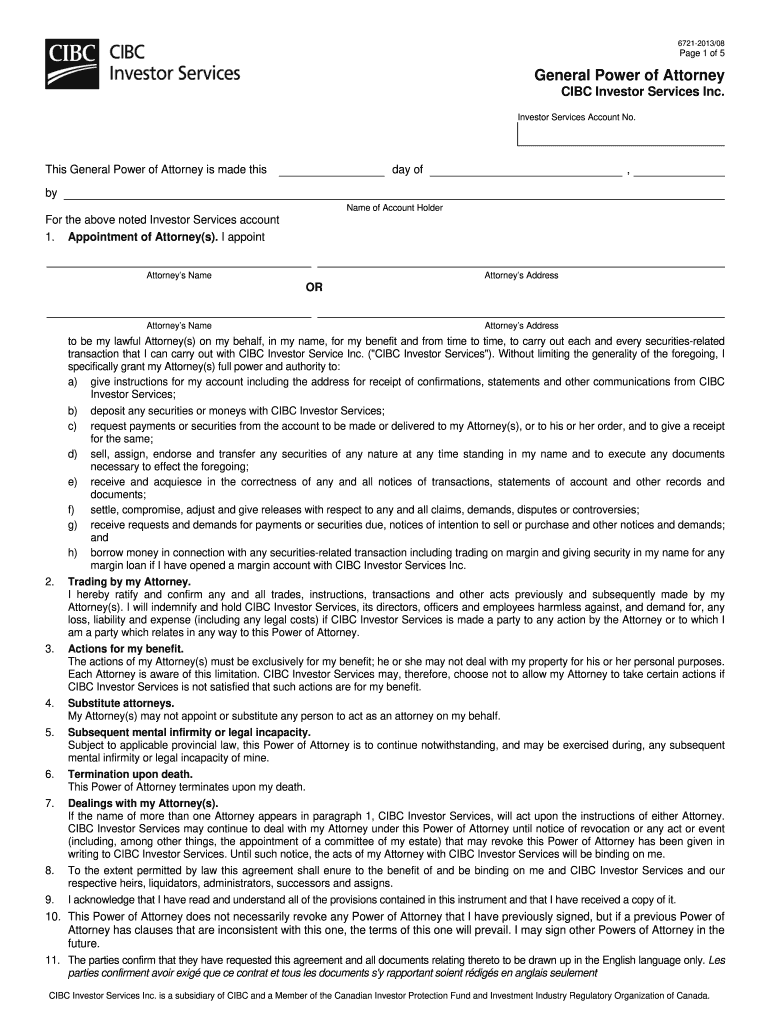  General Power of Attorney Form 2013