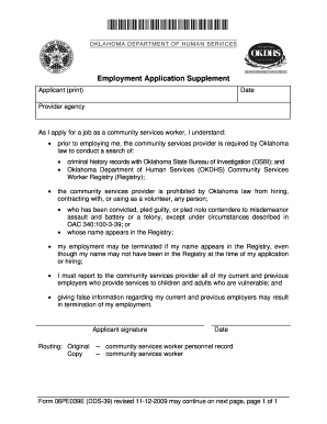 Form 06PE039E DDS 39 Oklahoma Department of Human Okdhs