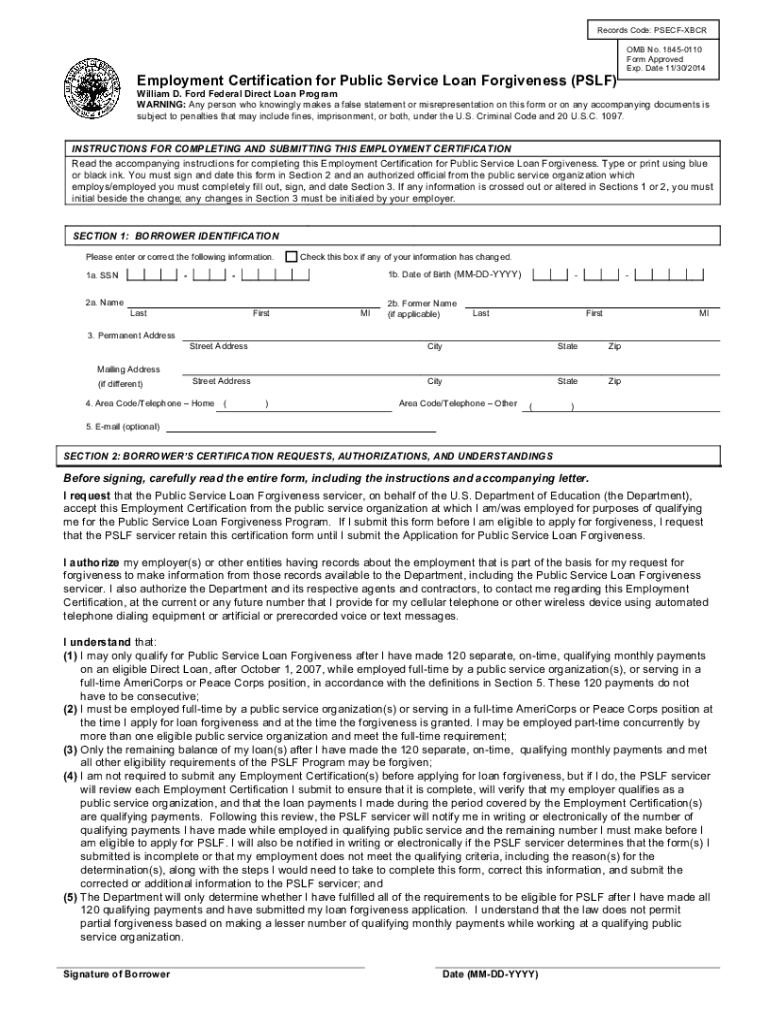  Pslf Form 2014-2024