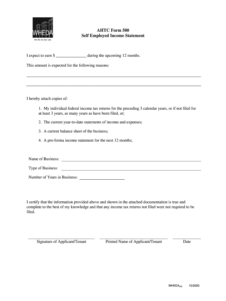  Employed Income Statement 2000