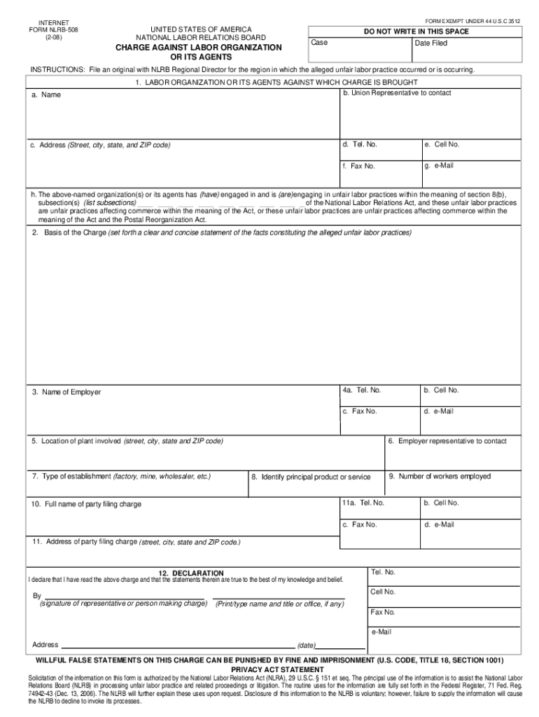  Nlrb Form 508 2008-2024