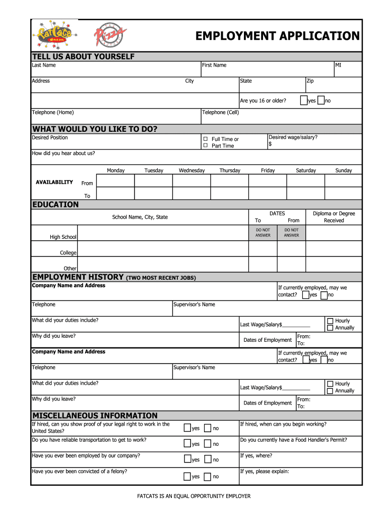  Fat Cats Application 2009-2024