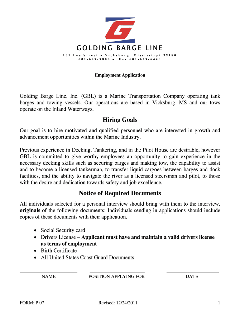 Get and Sign Golding Barge Line Application 2011-2022 Form