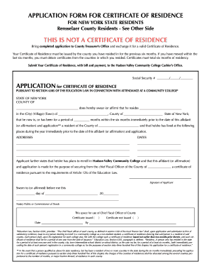 Certificate of Residence Form