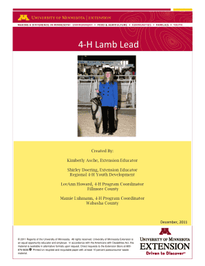 University of Minnesota Lamb Lead 4h  Form