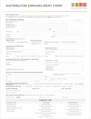 Idfc Mutual Fund Empanelment Online  Form