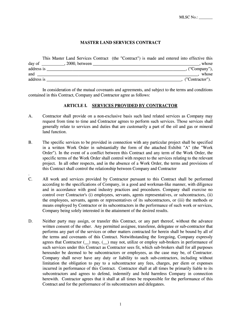 Master Land Services Contract 2000-2025