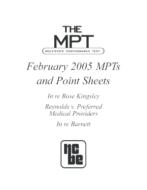 February Multistate Performance Tests and Point Sheets Table Ncbex