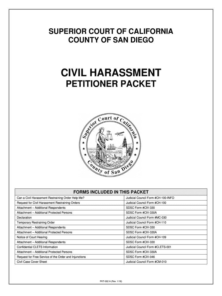  CIVIL HARASSMENT Superior Court, San Diego State of California Sdcourt Ca 2014