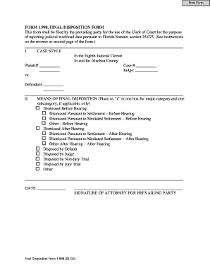 Florida Final Disposition Form