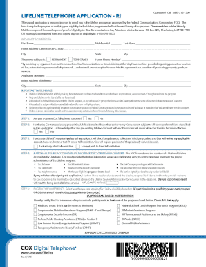 Cox Lifeline  Form