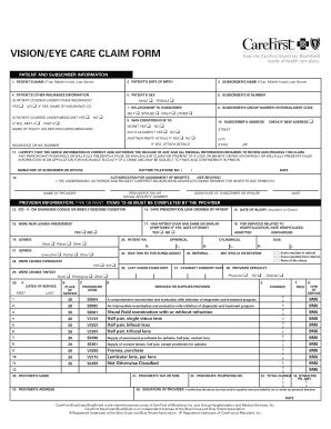 Ophthalmologist Carefirst Blue Cross Blue Shield  Form
