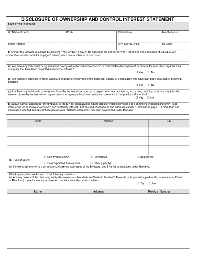 Disclosure Interest Statement  Form