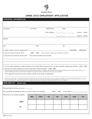  Jamba Juice Application 2008-2024