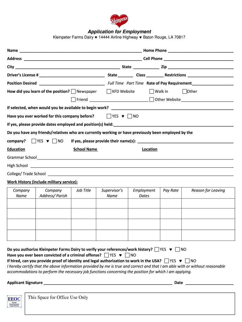 Kleinpeter Careers  Form