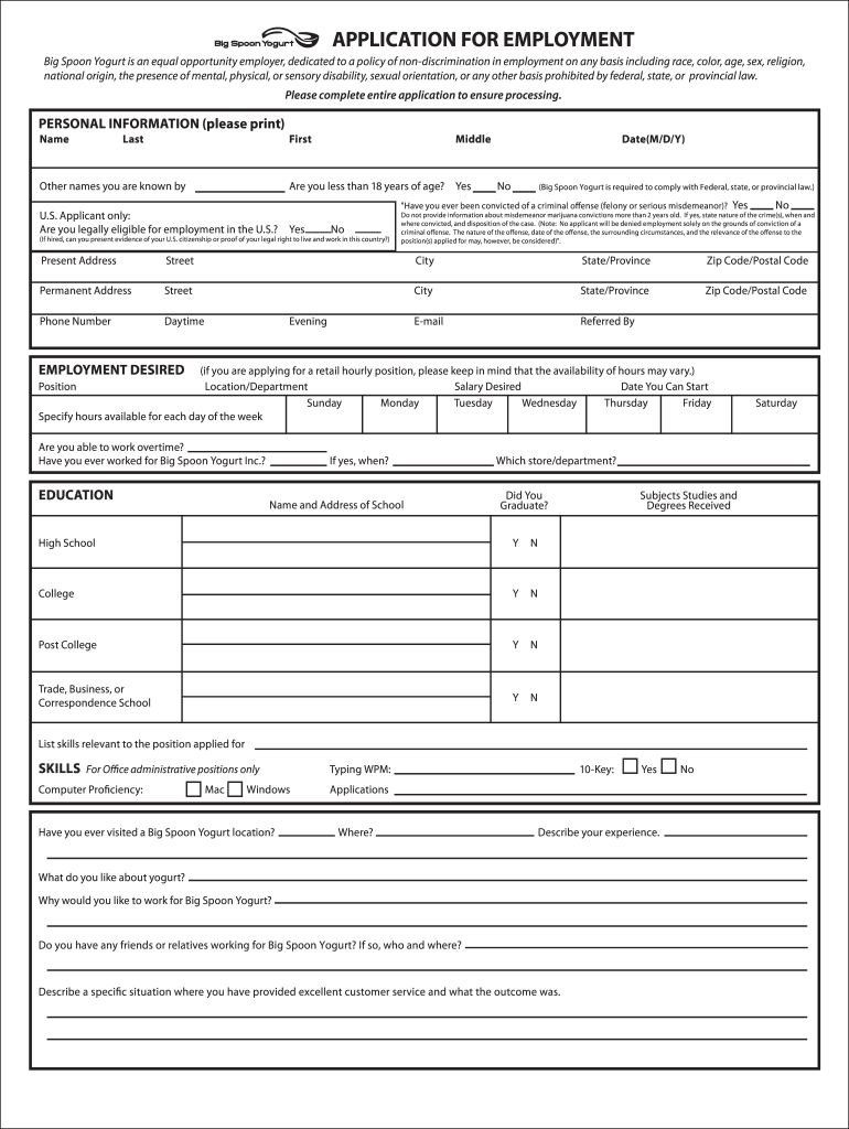 Big Spoon Application  Form