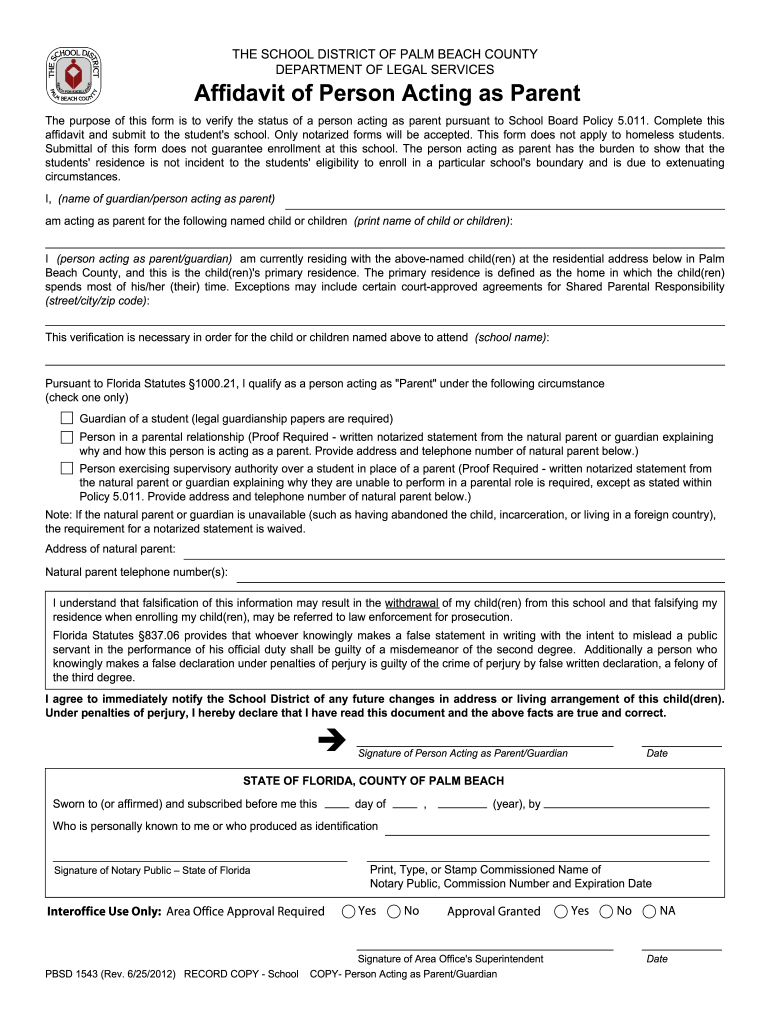  Affidavit Fora Parent to Release Their Child as an Adult 2012-2024