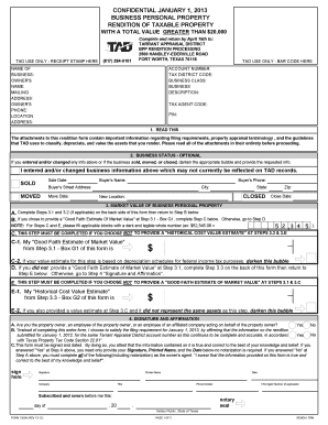 Tarrant County Business Personal Property Tax Rendition Form