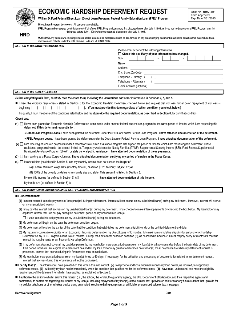 Nelnet Economic Hardship Deferment Form