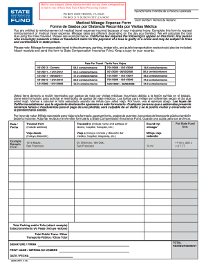 California State Fund Mileage Form - Fill Out and Sign Printable PDF  Template | signNow